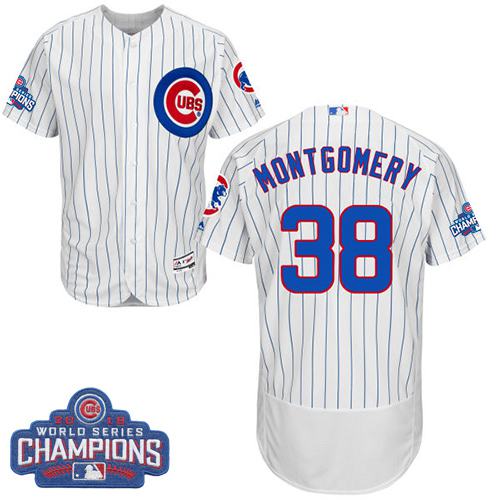 Cubs #38 Mike Montgomery White Flexbase Authentic Collection 2016 World Series Champions Stitched MLB Jersey - Click Image to Close